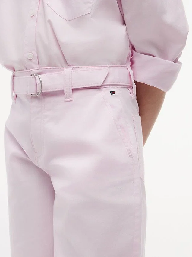 Pantalones de cintura ancha con cinturón para niña Pantalones de cintura ancha con cinturón para niña