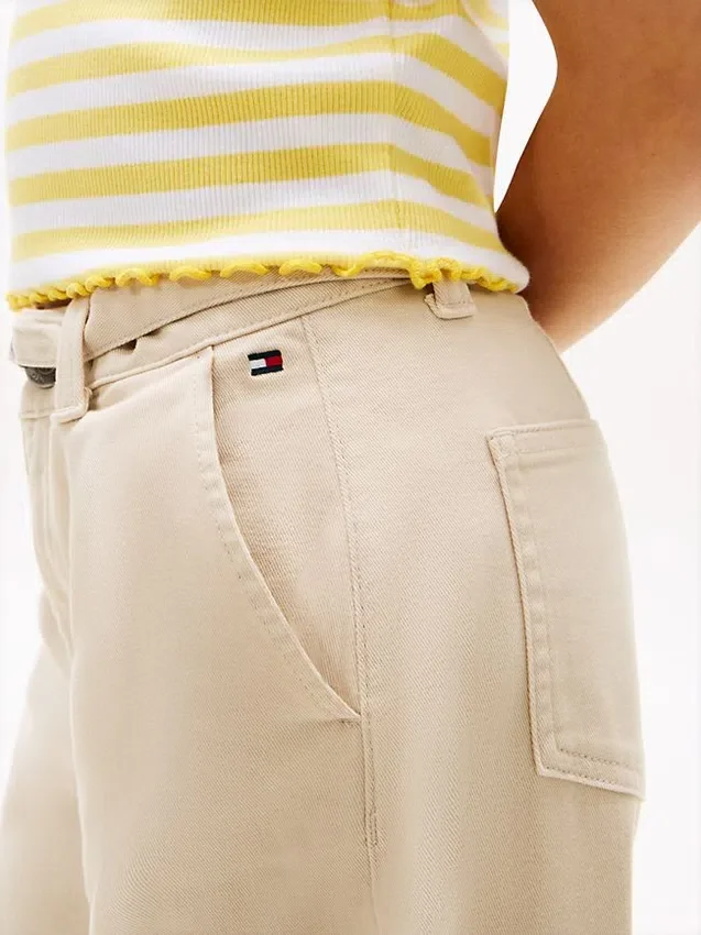Pantalones de cintura ancha con cinturón para niña Pantalones de cintura ancha con cinturón para niña