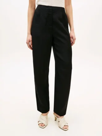 Pantalones de corte entallado de mezcla de lino