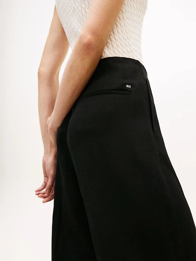 Pantalones de corte entallado de mezcla de lino Pantalones de corte entallado de mezcla de lino