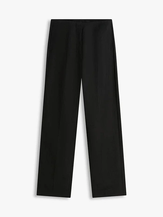Pantalones de corte entallado de mezcla de lino Pantalones de corte entallado de mezcla de lino