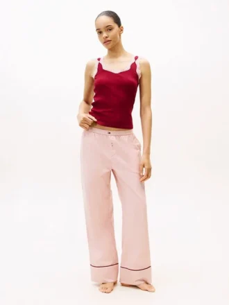 Pantalones de dormir de franela con diseño en espiga
