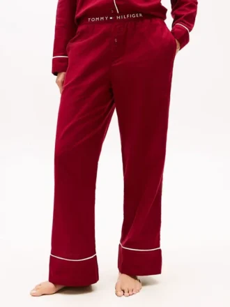 Pantalones de dormir de franela con diseño en espiga
