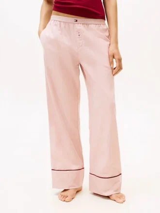 Pantalones de dormir de franela con diseño en espiga
