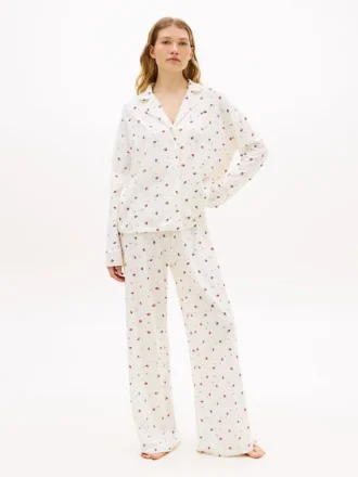 Pantalones de dormir de jersey con estampado floral