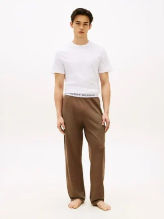 Pantalones de dormir de piqué con logotipo de Hilfiger Pantalones de dormir de piqué con logotipo de Hilfiger