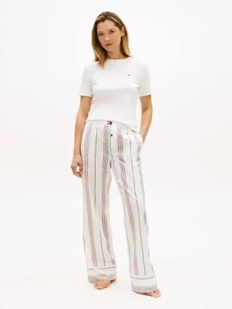 Pantalones de dormir de popelín a rayas