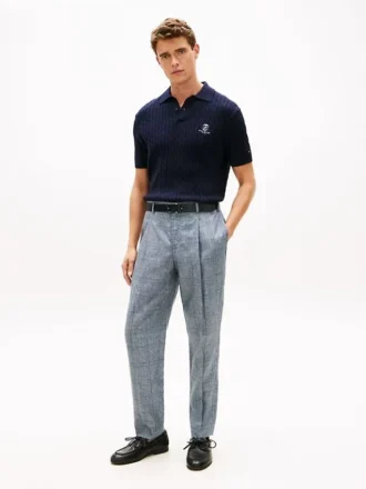 Pantalones de lino con estampado Glen Plaid de New York Label Pantalones de lino con estampado Glen Plaid de New York Label