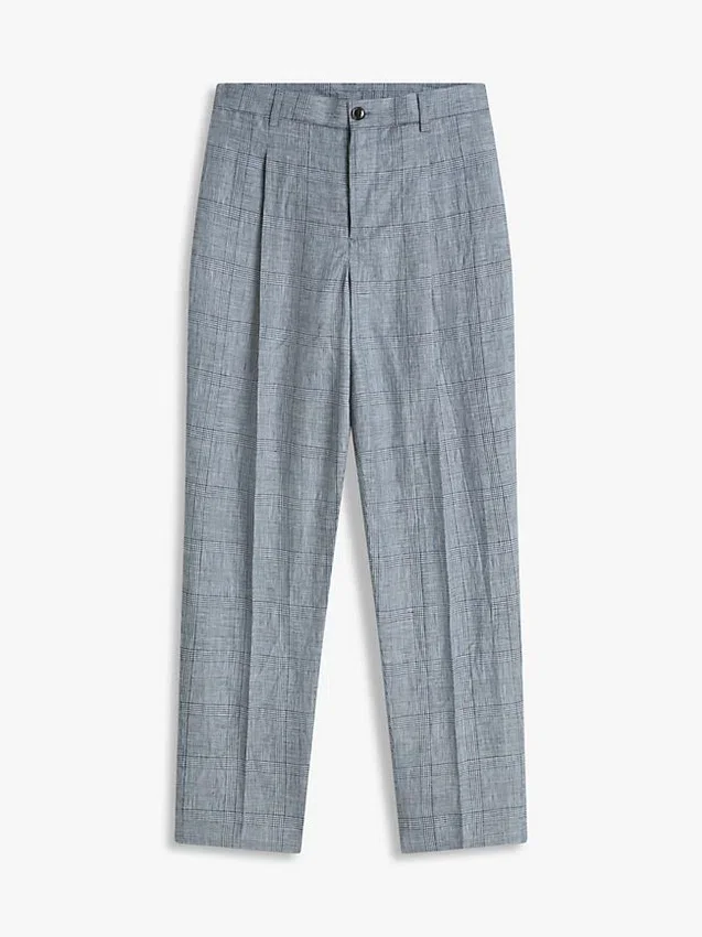 Pantalones de lino con estampado Glen Plaid de New York Label Pantalones de lino con estampado Glen Plaid de New York Label