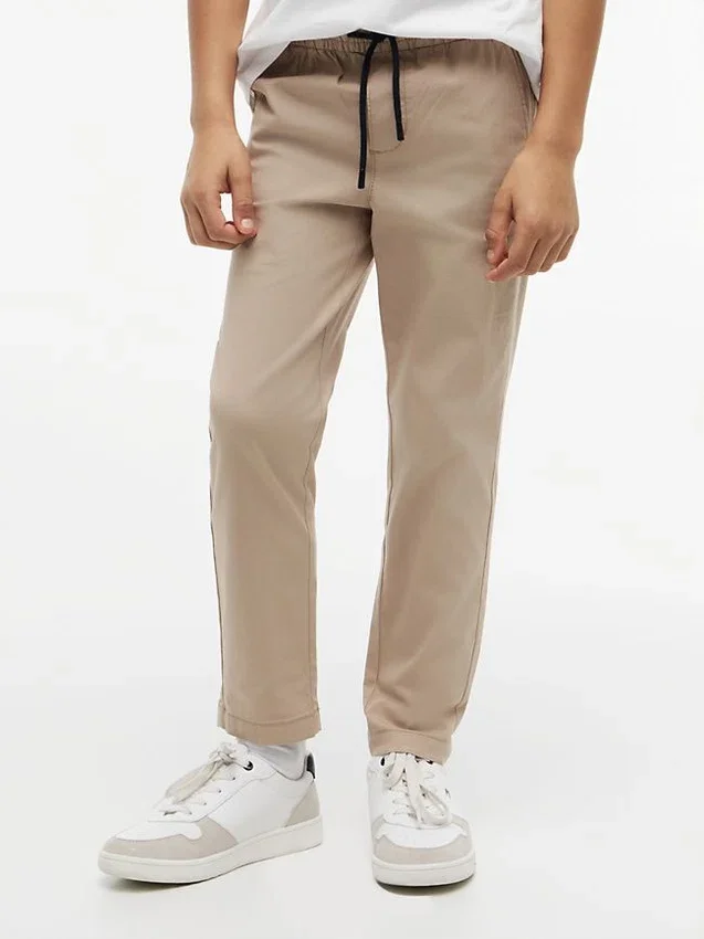 Pantalones de popelín elástico con tacto de papel para niño Pantalones de popelín elástico con tacto de papel para niño