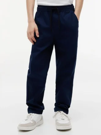 Pantalones de popelín elástico con tacto de papel para niño
