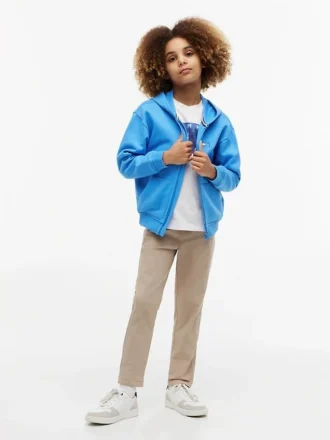 Pantalones de popelín elástico con tacto de papel para niño
