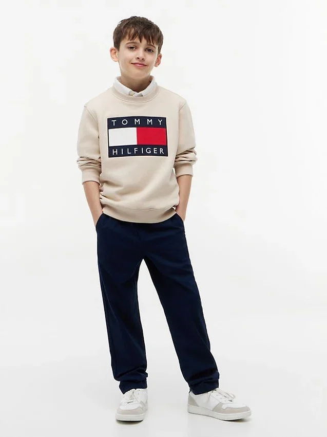 Pantalones de popelín elástico con tacto de papel para niño Pantalones de popelín elástico con tacto de papel para niño