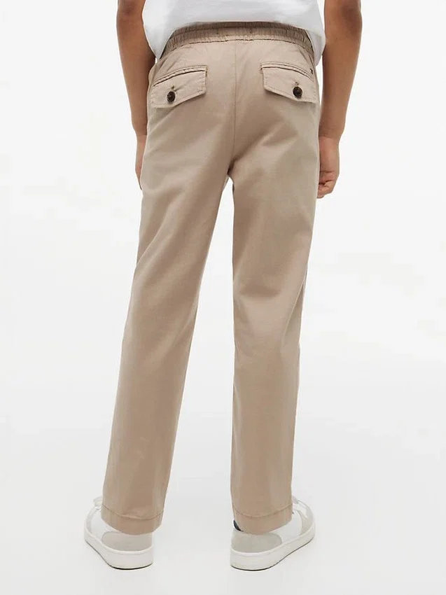 Pantalones de popelín elástico con tacto de papel para niño Pantalones de popelín elástico con tacto de papel para niño