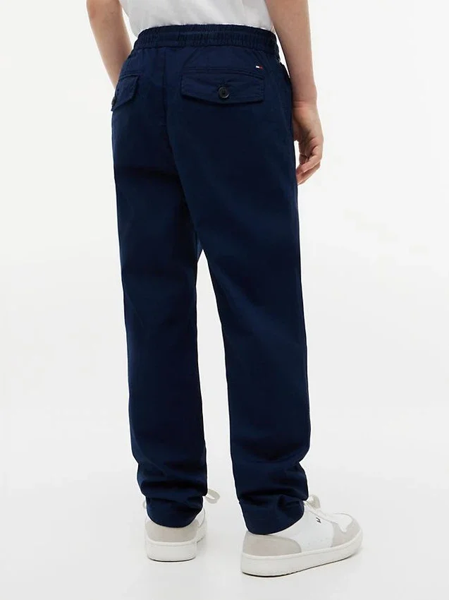 Pantalones de popelín elástico con tacto de papel para niño Pantalones de popelín elástico con tacto de papel para niño