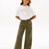 Pantalones de talle alto y pierna ancha para niña Pantalones de talle alto y pierna ancha para niña