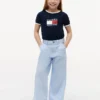 Pantalones de talle alto y pierna ancha para niña Pantalones de talle alto y pierna ancha para niña