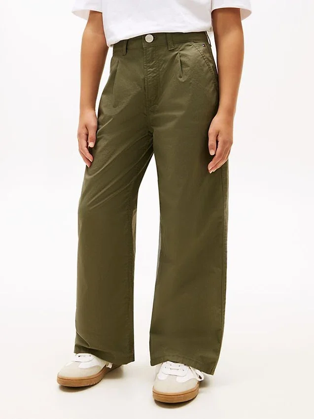Pantalones de talle alto y pierna ancha para niña Pantalones de talle alto y pierna ancha para niña