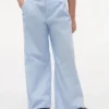 Pantalones de talle alto y pierna ancha para niña Pantalones de talle alto y pierna ancha para niña