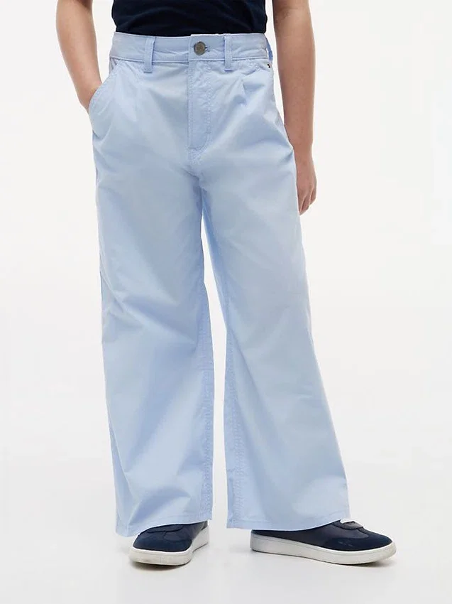 Pantalones de talle alto y pierna ancha para niña Pantalones de talle alto y pierna ancha para niña