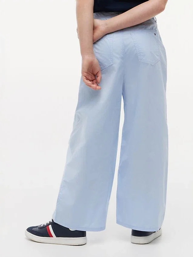 Pantalones de talle alto y pierna ancha para niña Pantalones de talle alto y pierna ancha para niña