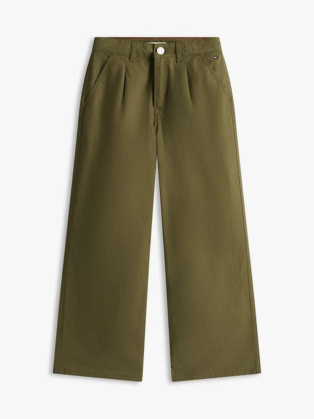 Pantalones de talle alto y pierna ancha para niña Pantalones de talle alto y pierna ancha para niña