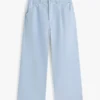 Pantalones de talle alto y pierna ancha para niña Pantalones de talle alto y pierna ancha para niña