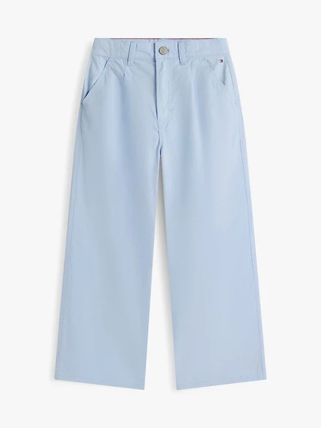 Pantalones de talle alto y pierna ancha para niña Pantalones de talle alto y pierna ancha para niña