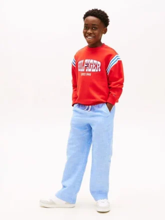 Pantalones elásticos de algodón slub para niño