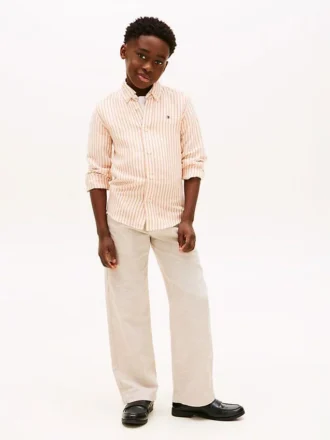 Pantalones elásticos de algodón slub para niño