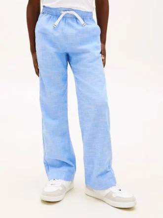 Pantalones elásticos de algodón slub para niño