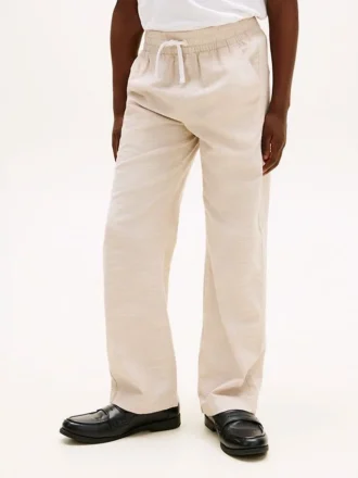 Pantalones elásticos de algodón slub para niño
