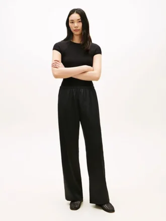 Pantalones elásticos de satén de pierna ancha