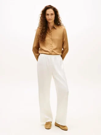Pantalones elásticos de satén de pierna ancha