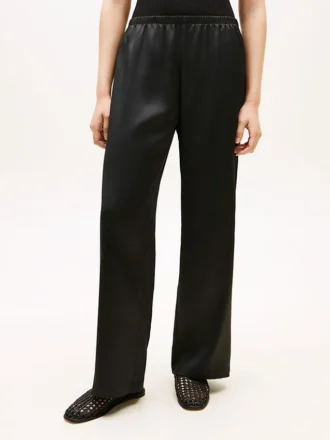 Pantalones elásticos de satén de pierna ancha