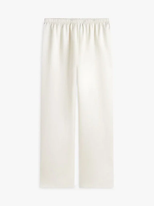 Pantalones elásticos de satén de pierna ancha Pantalones elásticos de satén de pierna ancha