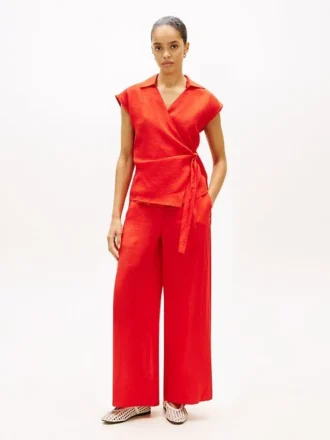 Pantalones holgados de lino sin cremallera