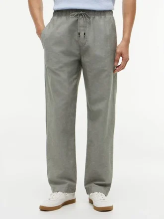 Pantalones holgados de mezcla de algodón y lino Pantalones holgados de mezcla de algodón y lino