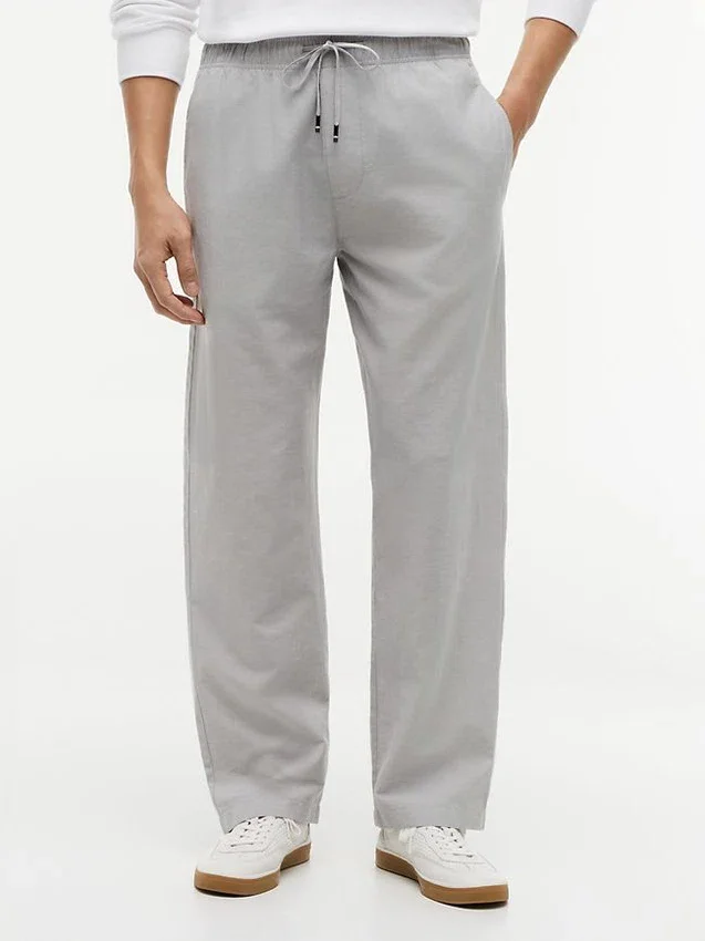 Pantalones holgados de mezcla de algodón y lino Pantalones holgados de mezcla de algodón y lino