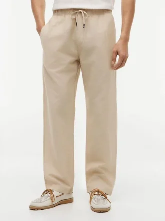 Pantalones holgados de mezcla de algodón y lino Pantalones holgados de mezcla de algodón y lino