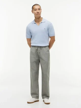 Pantalones holgados de mezcla de algodón y lino Pantalones holgados de mezcla de algodón y lino