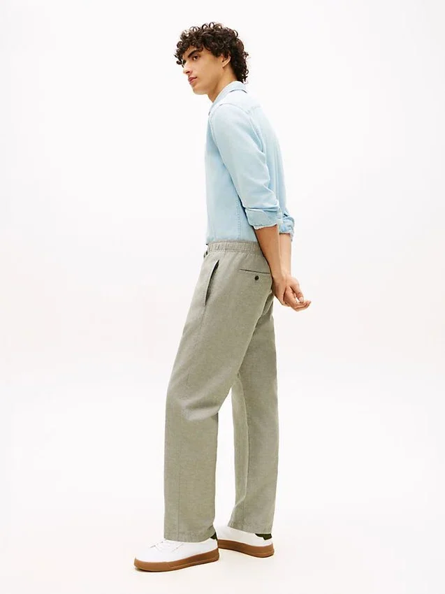 Pantalones holgados de mezcla de algodón y lino Pantalones holgados de mezcla de algodón y lino