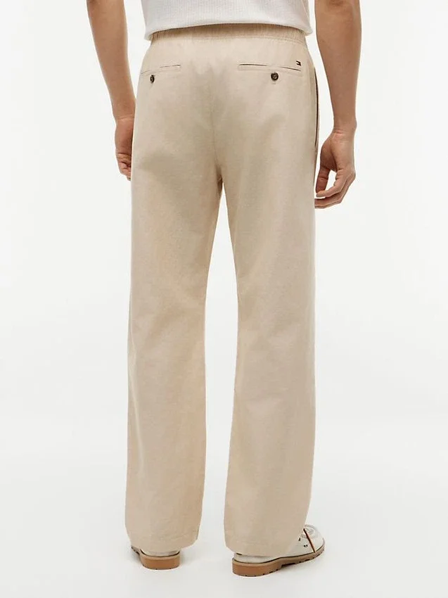Pantalones holgados de mezcla de algodón y lino Pantalones holgados de mezcla de algodón y lino