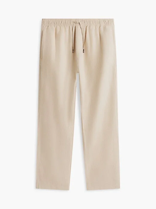 Pantalones holgados de mezcla de algodón y lino Pantalones holgados de mezcla de algodón y lino