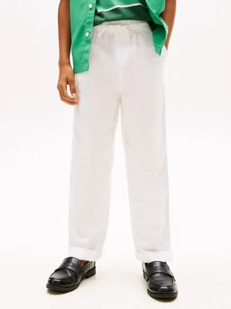 Pantalones holgados de mezcla de lino para niño