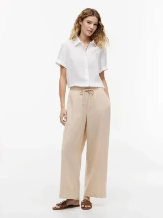 Pantalones ligeros de mezcla de lino sin cremallera