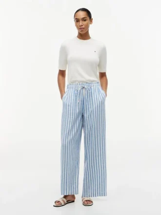 Pantalones ligeros de mezcla de lino sin cremallera