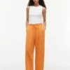 Pantalones ligeros de mezcla de lino sin cremallera Pantalones ligeros de mezcla de lino sin cremallera