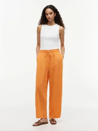 Pantalones ligeros de mezcla de lino sin cremallera