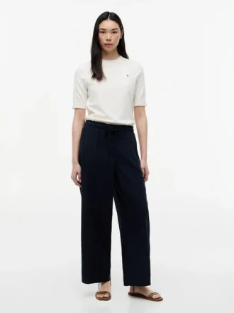 Pantalones ligeros de mezcla de lino sin cremallera Pantalones ligeros de mezcla de lino sin cremallera